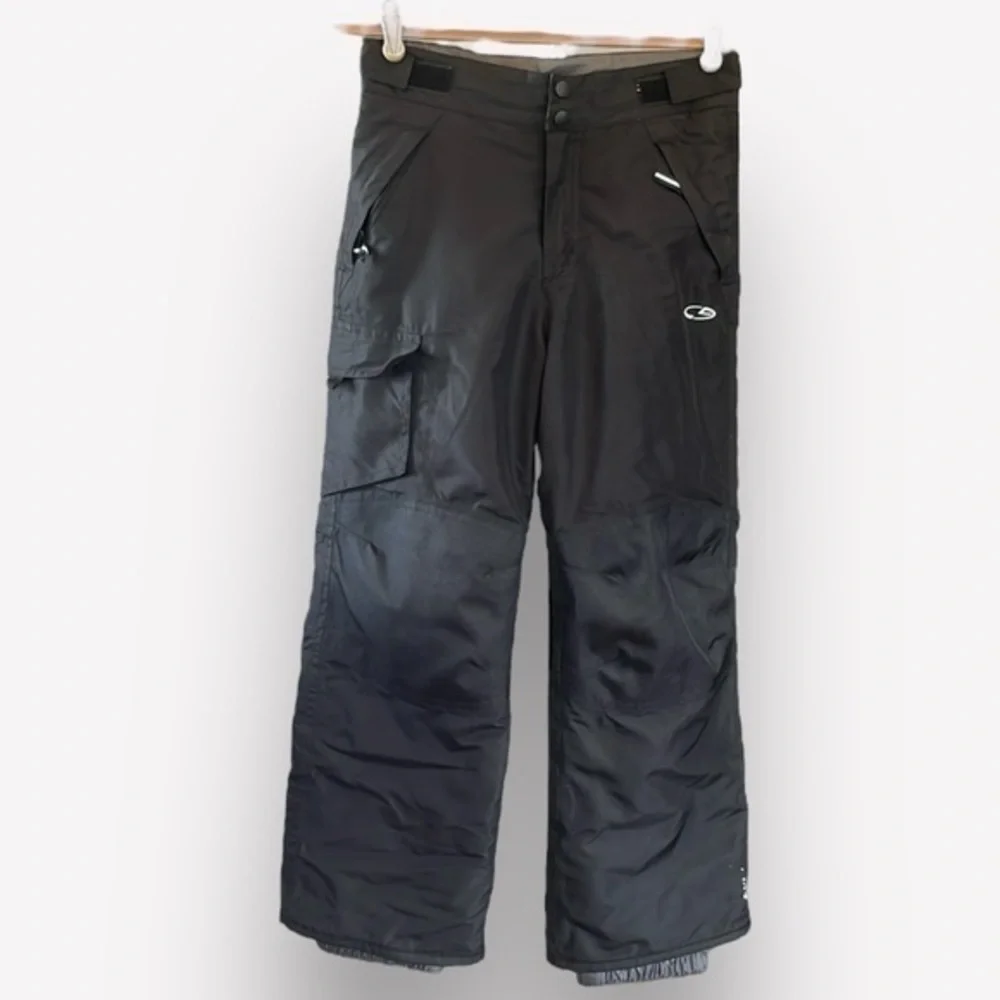 🥑Champion snowboarding ski snow pants black adjustable waist cargo medium 8-10